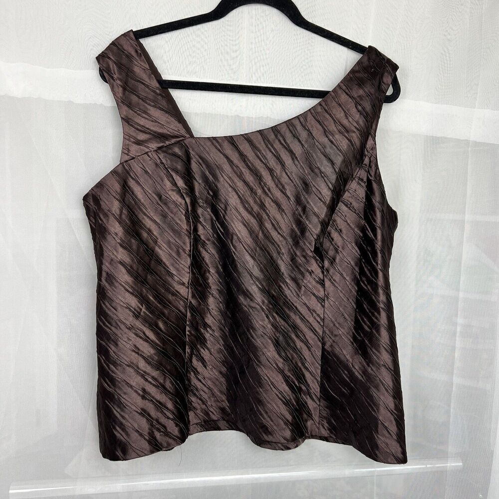 Dana Kay plus size satin formal tank top asymmetric neckline sz 18 dressy
